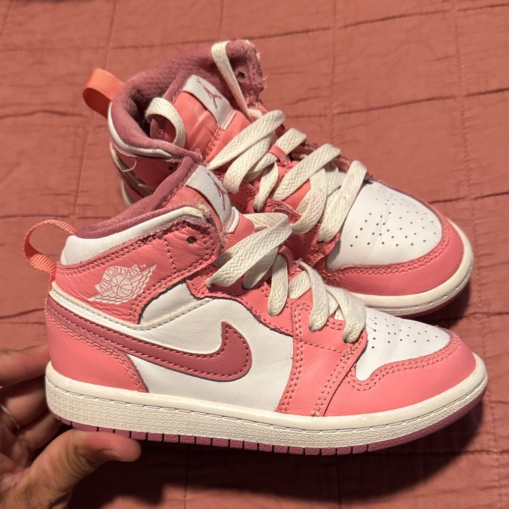Nike Kids Pink and White High-Top Sneakers